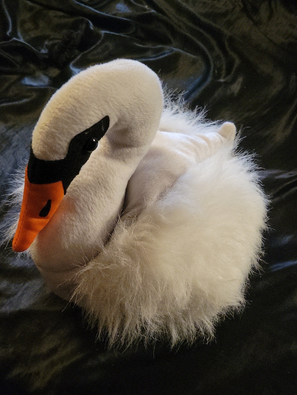 White Plush Swan Decorative Costume Hat S/M size with Orange Beak